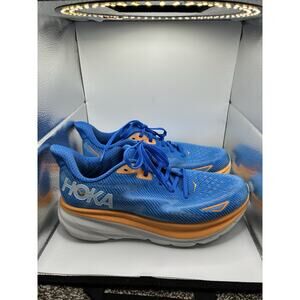 Hoka Clifton 9 Men’s Running Shoes Size 9.5 Blue Orange Cushioned Road Runner